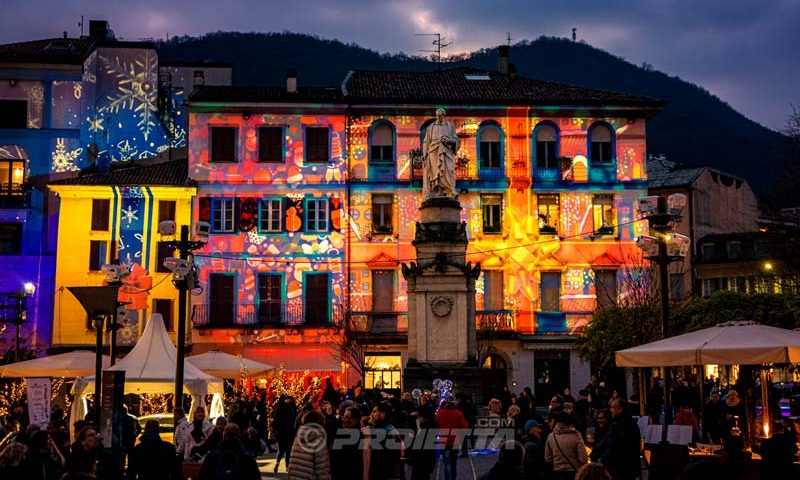 Christmas lights and market