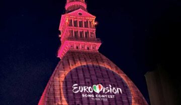Eurovision Song Contest projection of the logo on the Mole Antonelliana