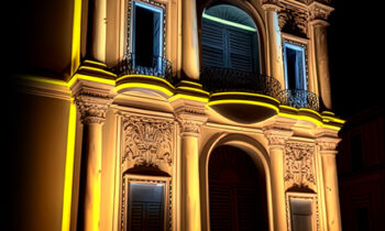 Mapped projection on a religious building