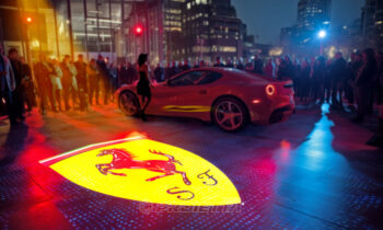 Decorative floor projections of logo