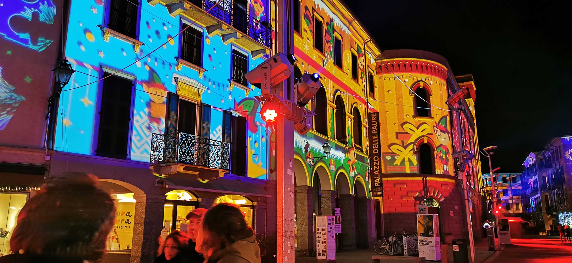 Christmas atmosphere in the city with christmas lights