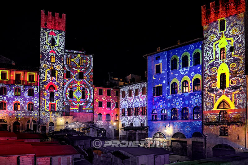 Christmas atmosphere in the city with mapping projections