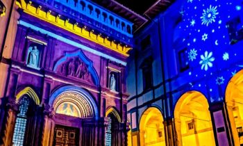 Christmas atmosphere in the city with mapping projections