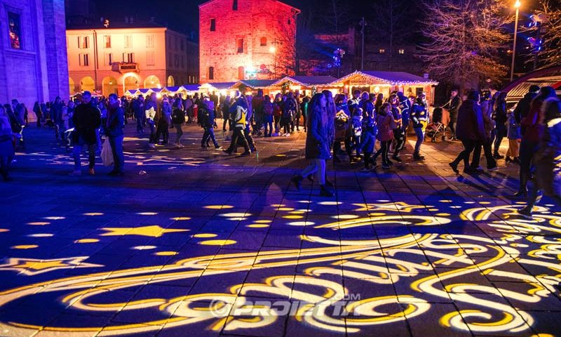 Christmas lights and market