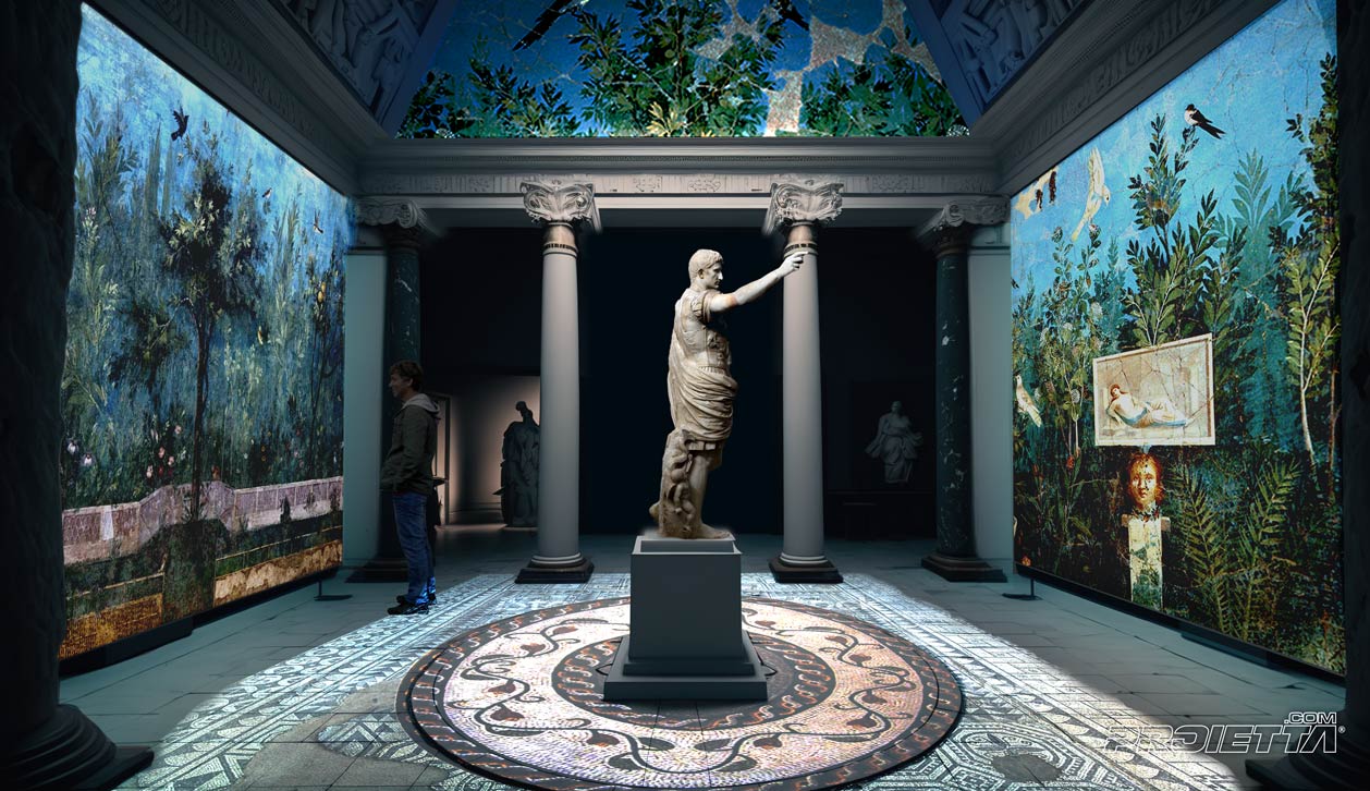 Museum room with projections