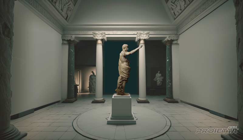 Museum room with traditional lighting