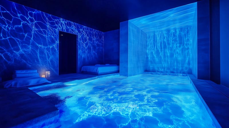 Water effect projection for wellness centers