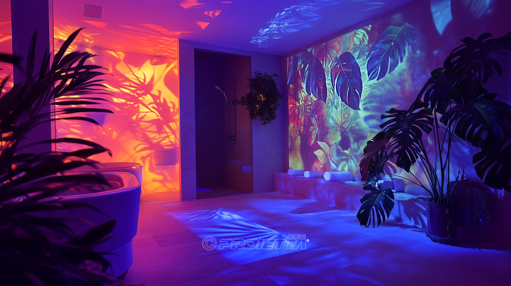 Projections and color effects for an immersive, relaxing atmosphere