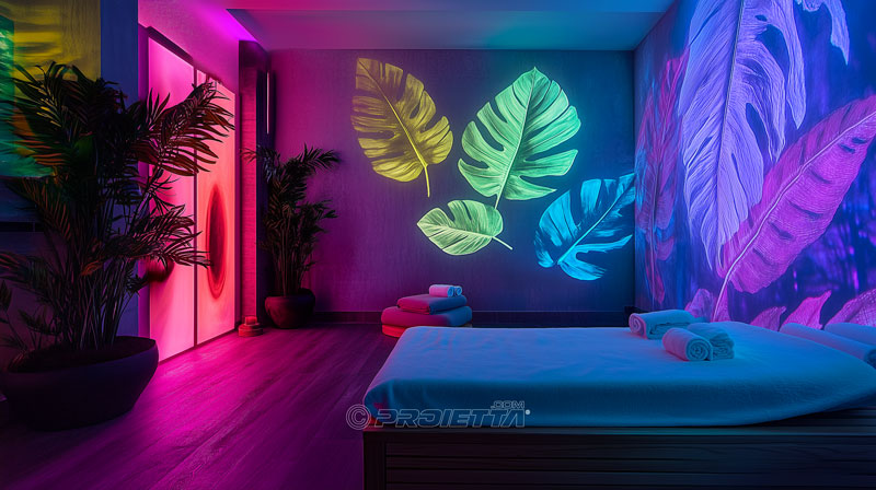 Projections and color effects for an immersive, relaxing atmosphere